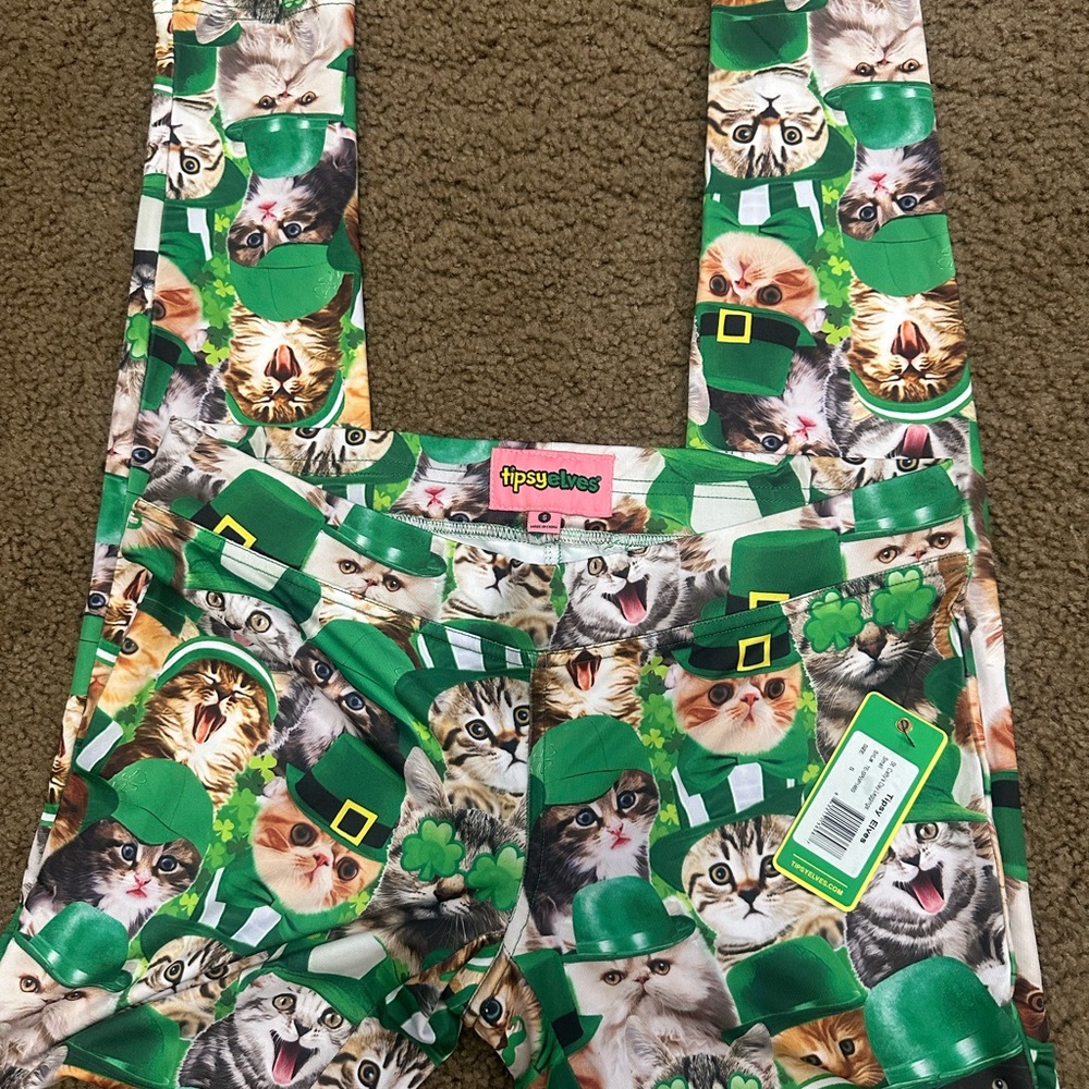 Tipsy Elves St. Patrick's Day Cat Leggings